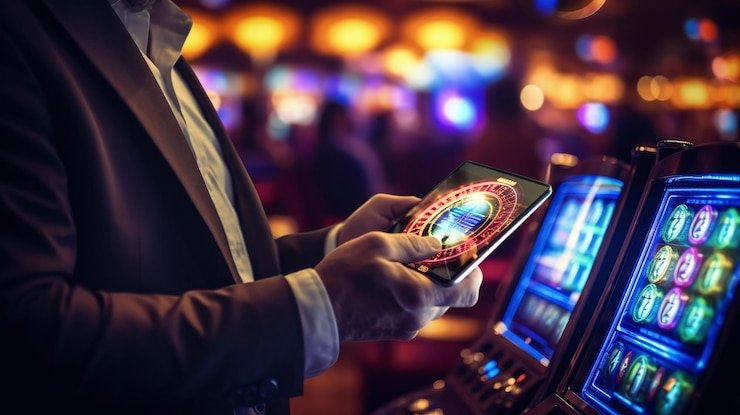 Antarmuka aplikasi mobile joker888 menampilkan permainan slot dan sportsbook